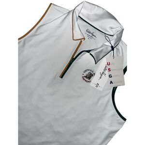 NWT Womens XL Walter Hagen P11 Fashion Sleeveless Polo White 125th US Open